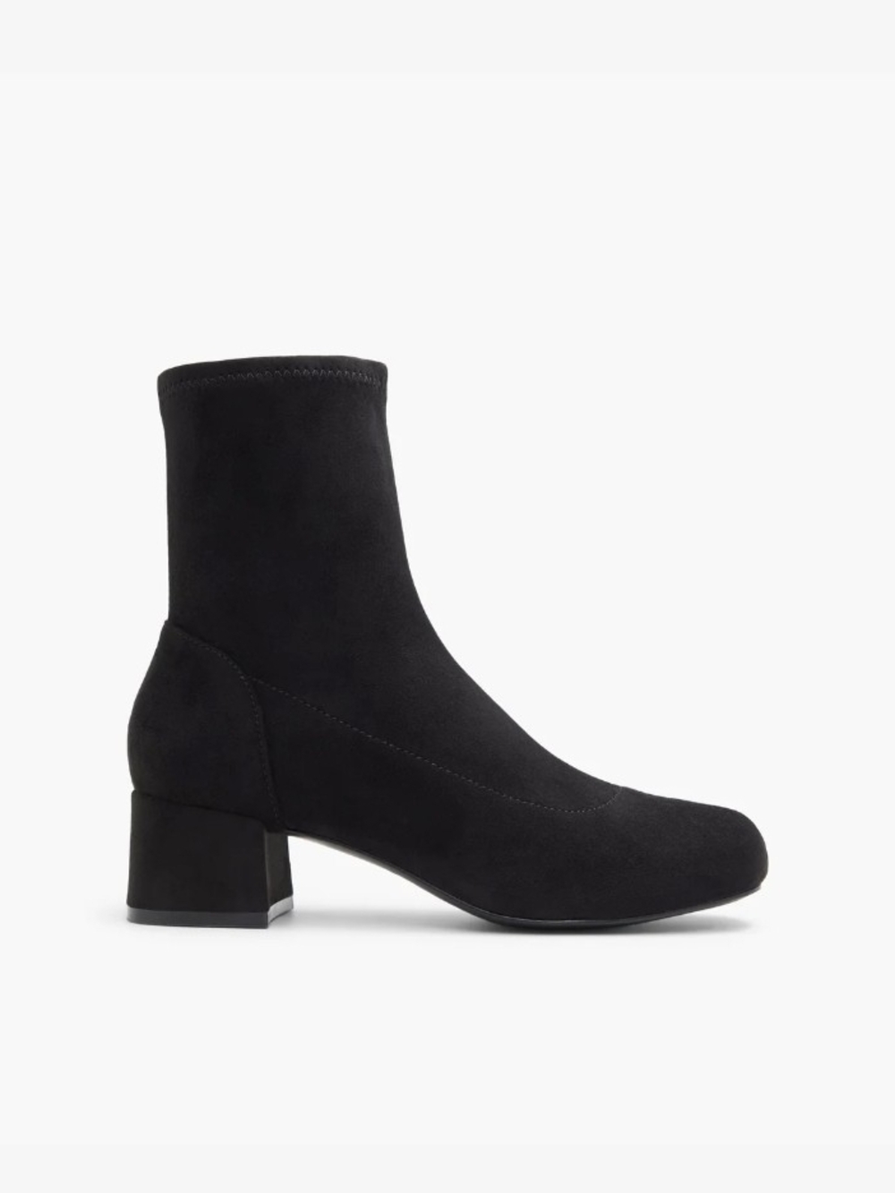 Call It Spring Black Stretch Sock Ankle Booties with Block Heel
